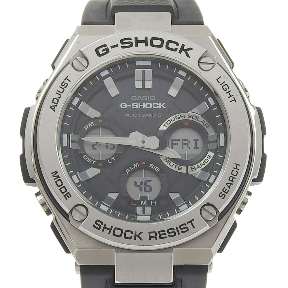 Casio G-SHOCK GST-W110 Watch, Stainless Steel x Rubber, Solar Powered, Radio-...